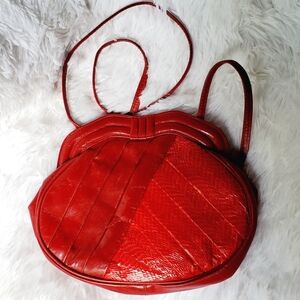 Vintage Unbranded Red Purse Faux Leather/Snakeskin